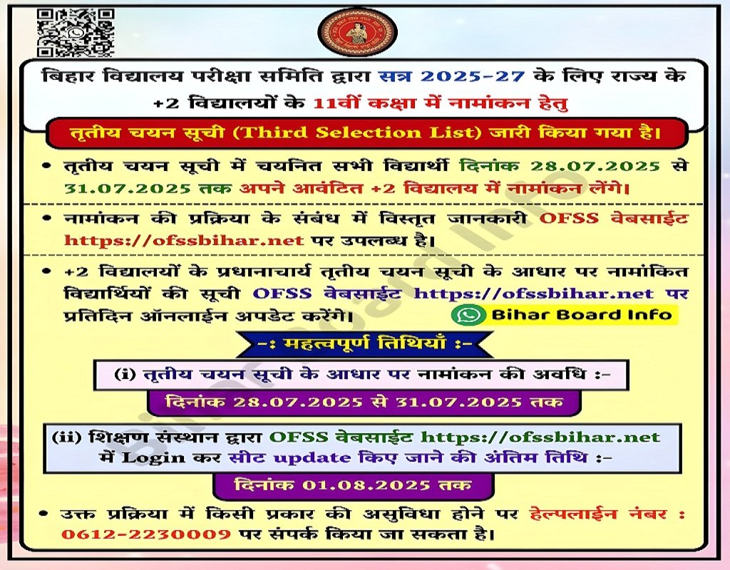 bihar board 3rd merit list